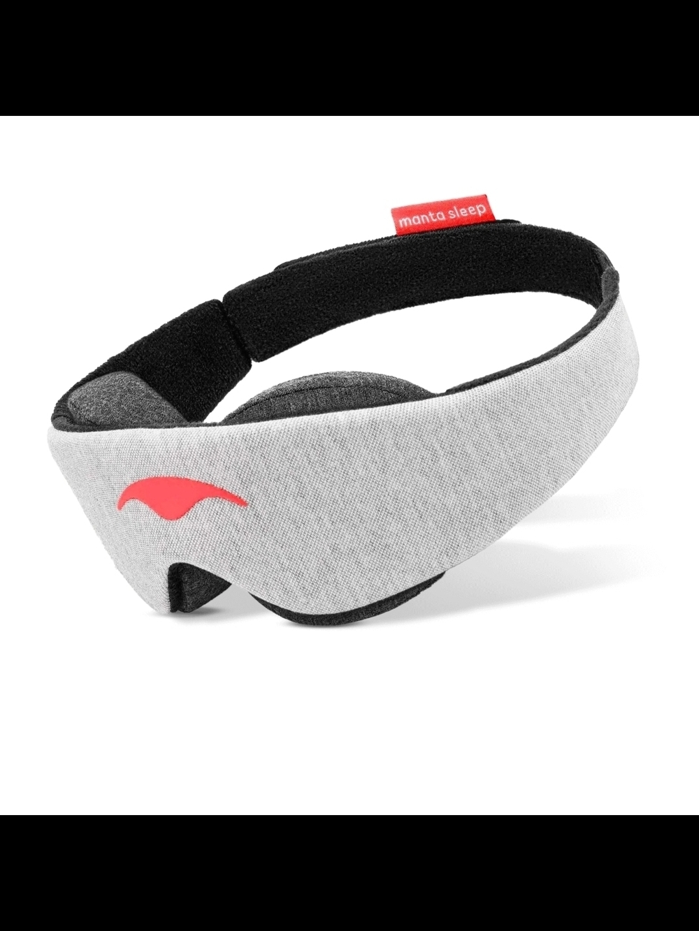 Manta Sleep Grey Contoured Sleep Mask with Pink Logo